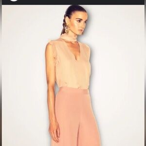 Alexis blush pink lilliebeth ruffle trim sleeveless silk blouse XS